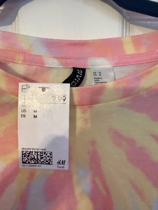 H&M Pastel Tie-Dye Cropped Tee - Pink, Yellow, Light Blue - Picture 2 of 7